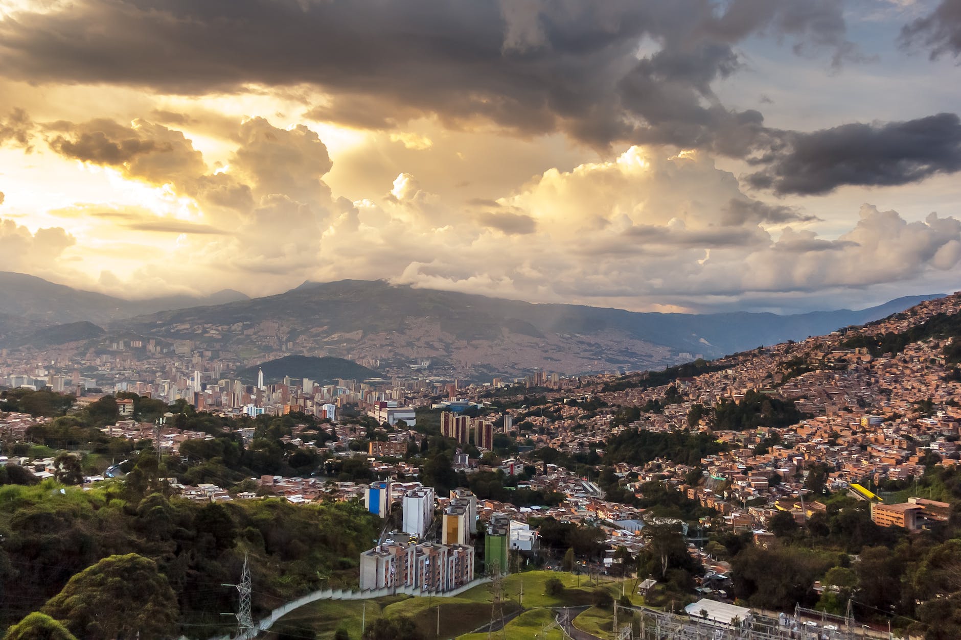 clouds over medellin at sunset