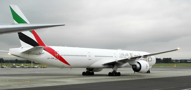 Emirates aircraft at Glasgow
